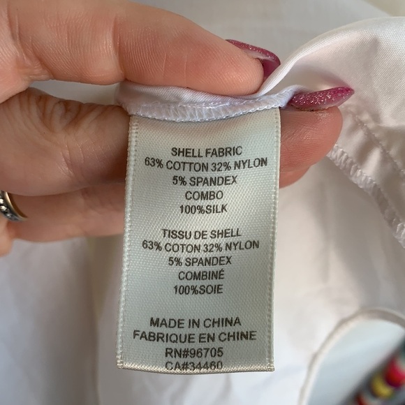 Rebecca Taylor Embellished Beaded Collar White Button Down Blouse 8 - Picture 6 of 9